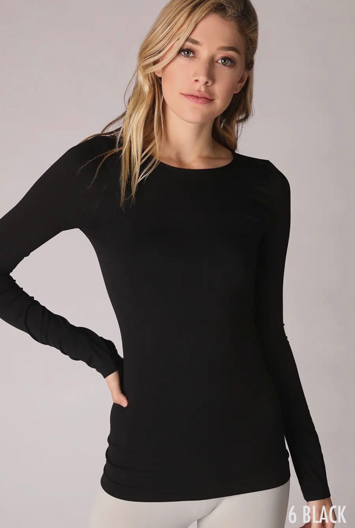 Butter Soft Long Sleeve Crew Neck Top Black