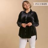 PLUS Umgee Velvet Collar Button Down Tunic Dress (various colors)