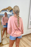 Eyelet Special Dolman Sleeve Top Peach