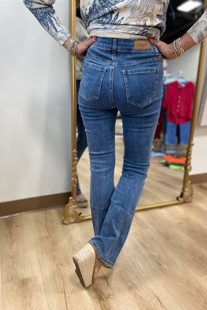 Charlie B Boot Leg Pant Medium. Blue