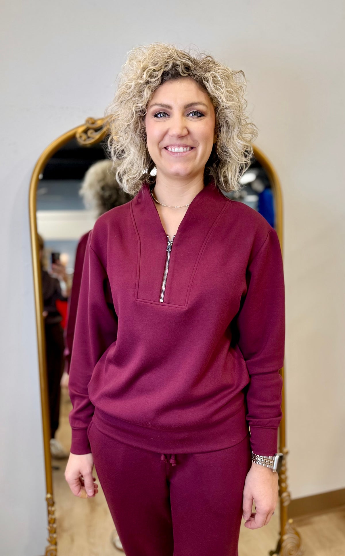 Softies Dreamtech 1/4 Zip Jogger Set Cherry