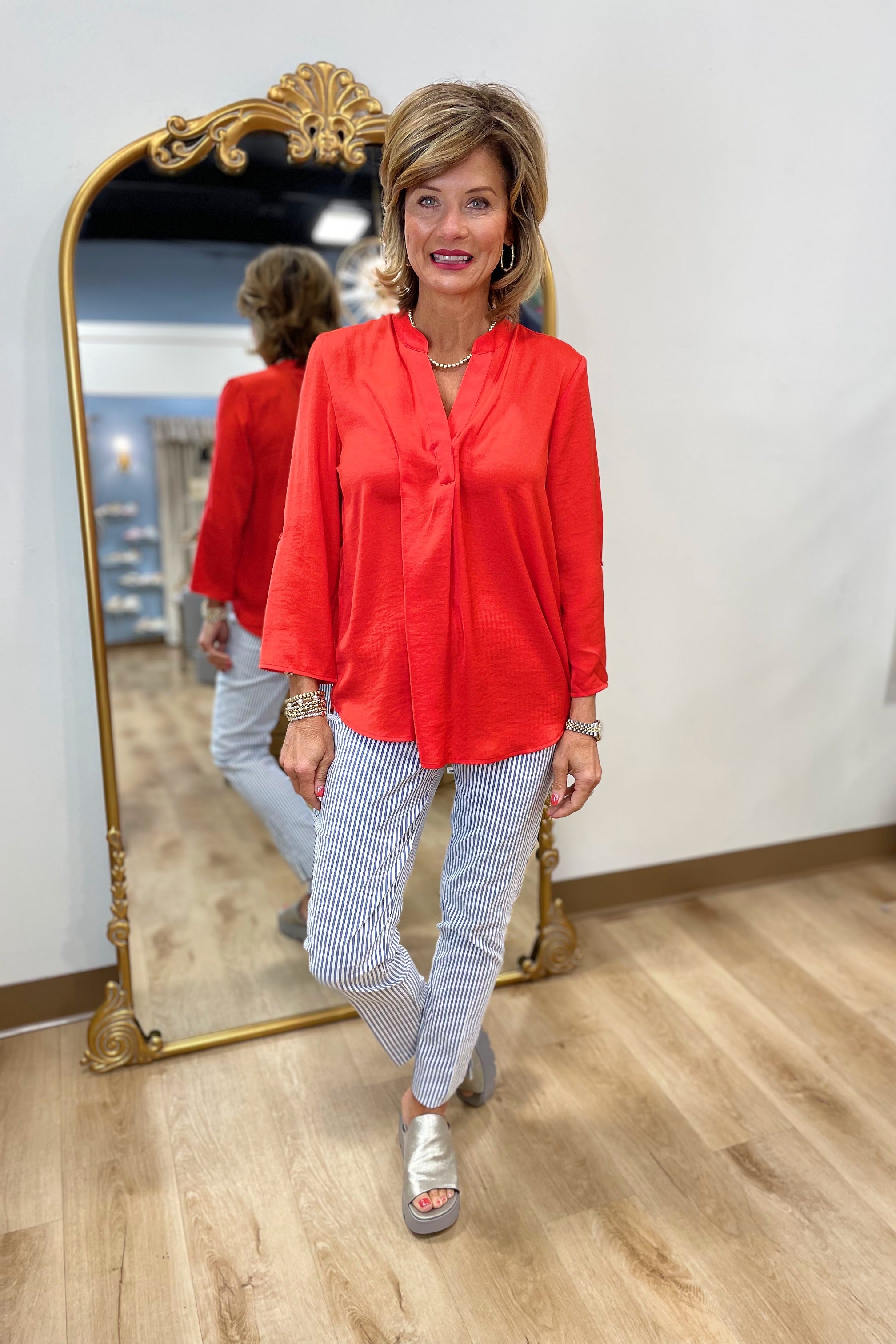 Renuar Woven Blouse Scarlet