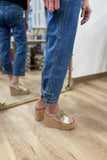 Charlie B Tab Crop Denim Jean Medium Blue