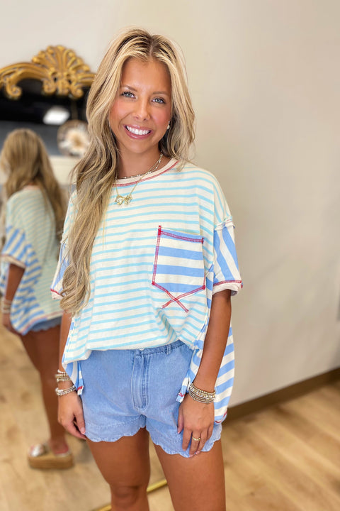 Stripe Spectrum Top Blue