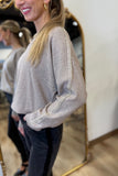 Renuar Sweater With Metallic Sleeve Detail in Heather Taupe