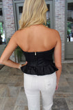 Vegan Leather Bustier Top Black