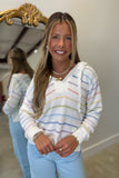 Color Burst Striped Hooded Pullover Sweater