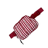 Striped Puffer Quilted Belt Bag Light Maroon