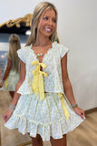 April Flowers Bow Skort Set Yellow