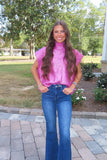 Sparkle Season Mock Neck Top Candy Pink