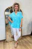Going w Gauze Henley Blouse Mint