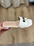 Kallen Slide Sandal w Buckle White