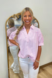 Classic Stripes Collared Blouse Pink