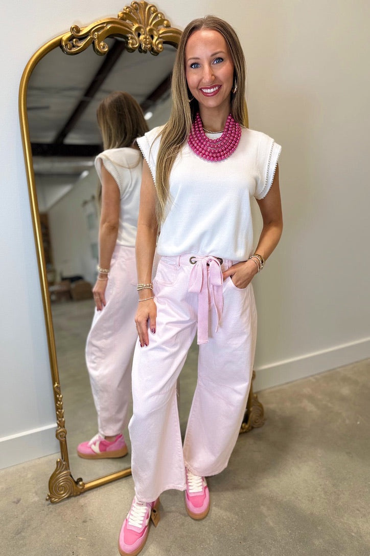 Pretty in Pearls Sleeveless Sweater Ivory