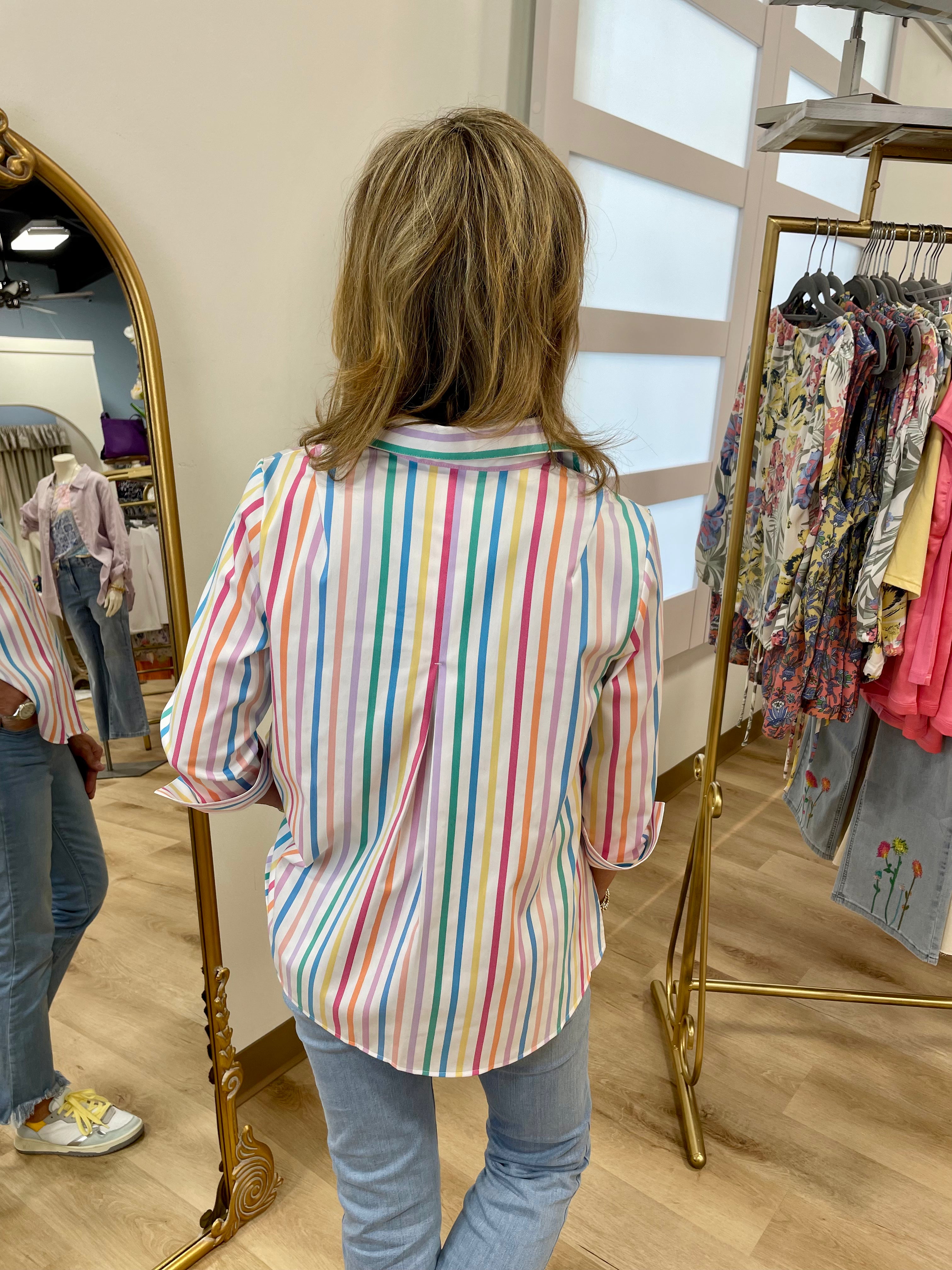 Foxcroft Agnus Rainbow Stripe Top