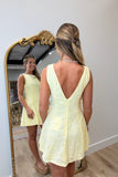A Line Eyelet Mini Dress Yellow