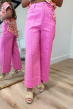 Lottie Wide Leg Pintuck Seam Pant Pink