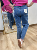Charlie B Wide Leg Raw Edge Pant Medium Blue