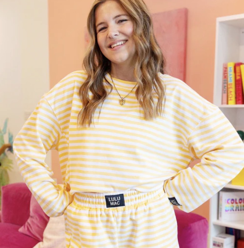 Lulu Mac Stripe Top Yellow/White