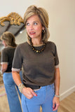 Another Love Short Sleeve Sweater Dera Dark Roast