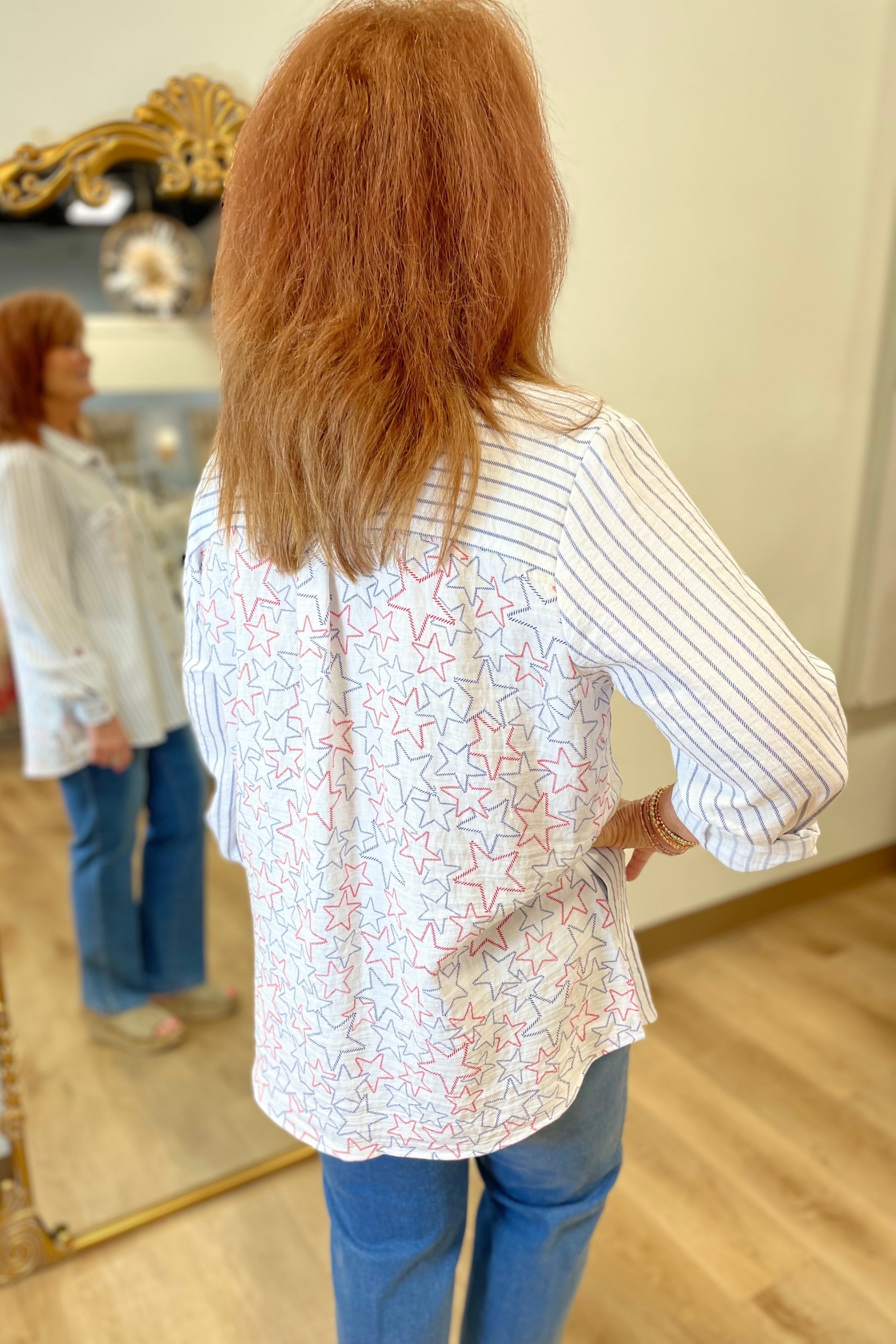 Multiples Button Front Hi Lo Top Navy