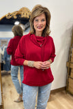 Multiples Cowl Collar Top Crimson