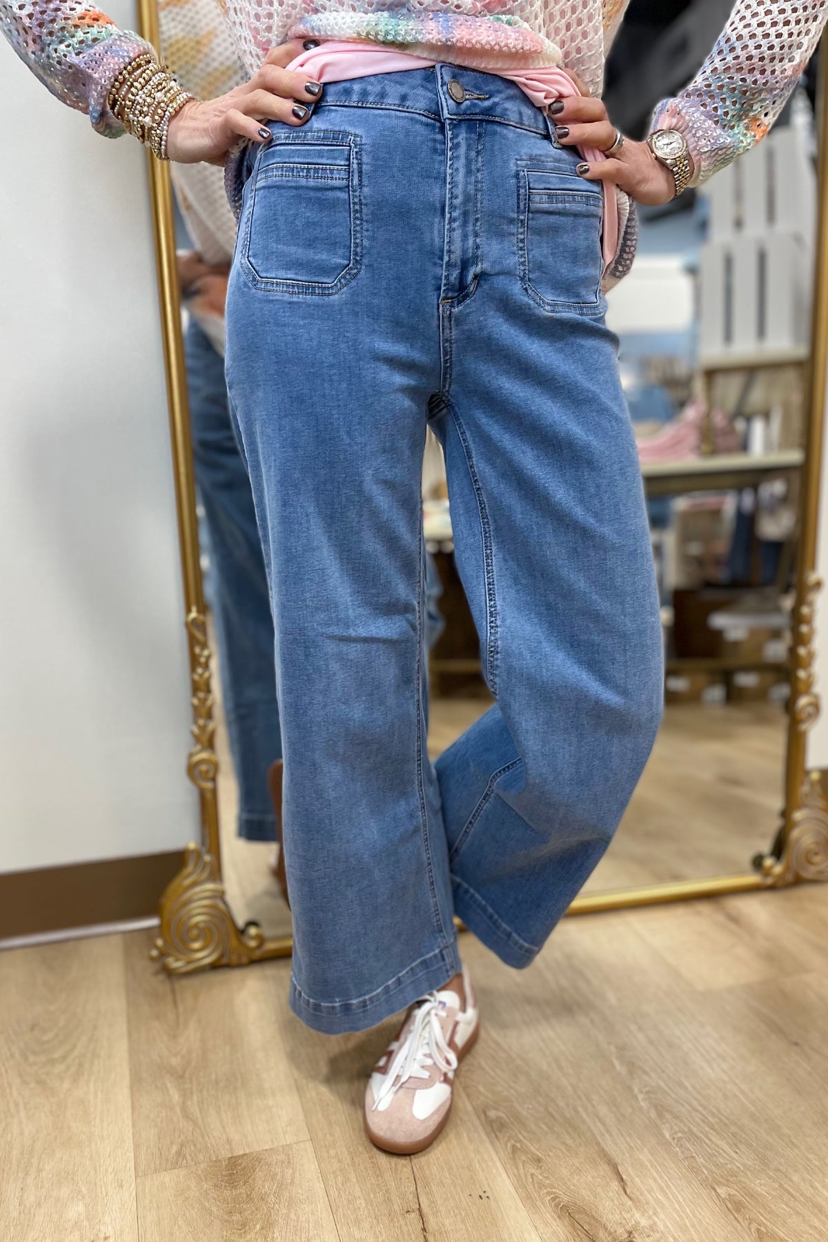 Charlie B Cropped Leg Pant Blue