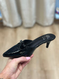 Simone Black Patent Kitten Heel Sandals