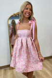 Sweet Elegance Pleated Mini Dress Pink