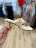 Ticker Block Heel Slide Raffia