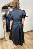 Erin Puff Sleeve Midi Dress Black
