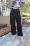Wide Leg Front Pocket Black Jean
