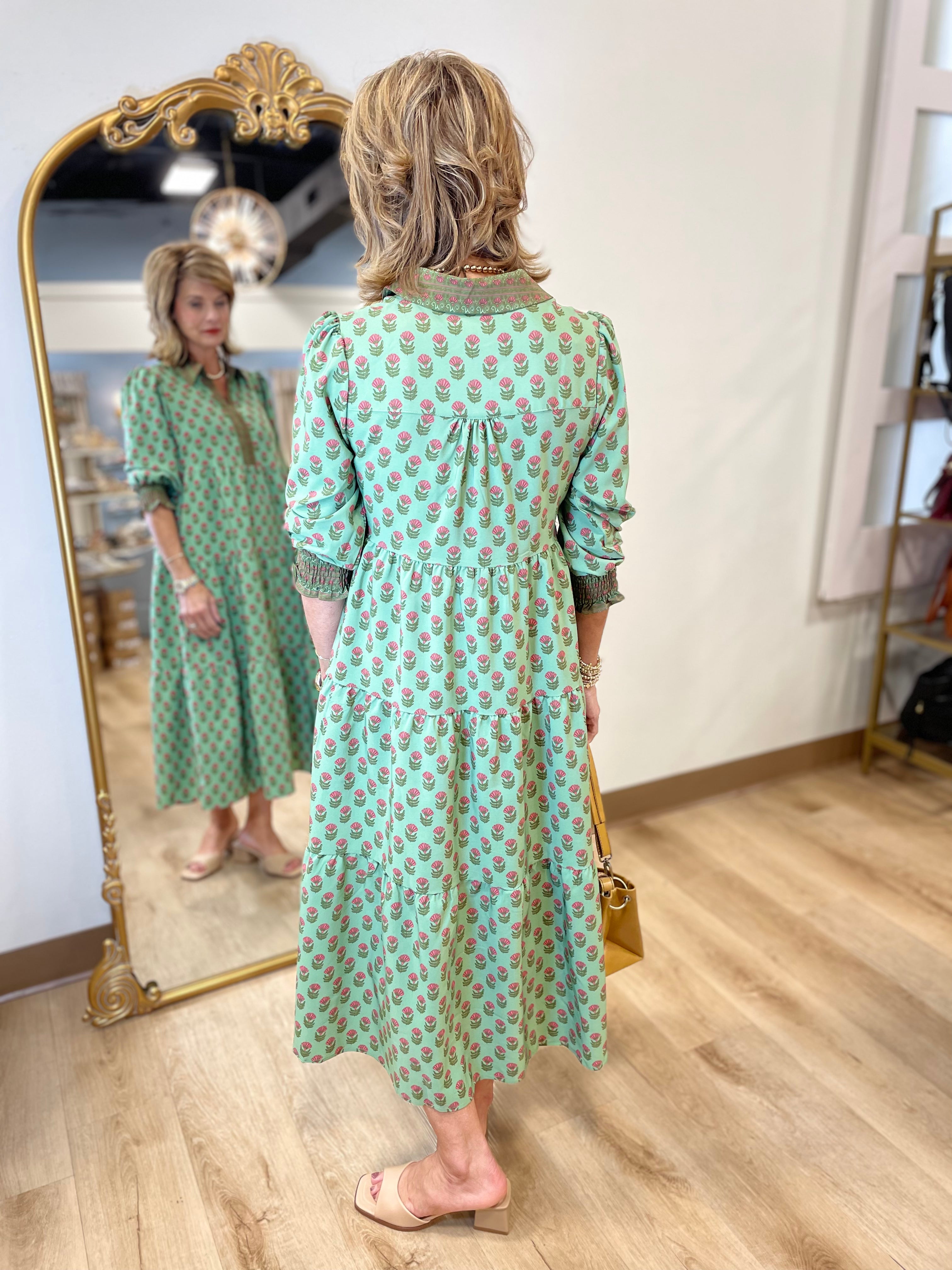 Mary Square Tamryn Floral Dress Green Mary Square Tamryn Floral Dress Green