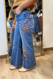 Bayeas High Rise Embroidered Wide Leg Jean