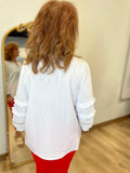 Multiples Band Collar Blouse White