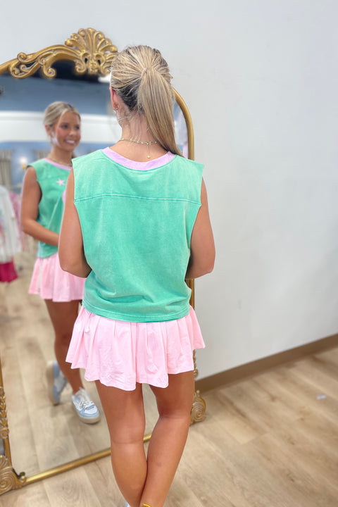 20 Stars Cropped Tank Pink