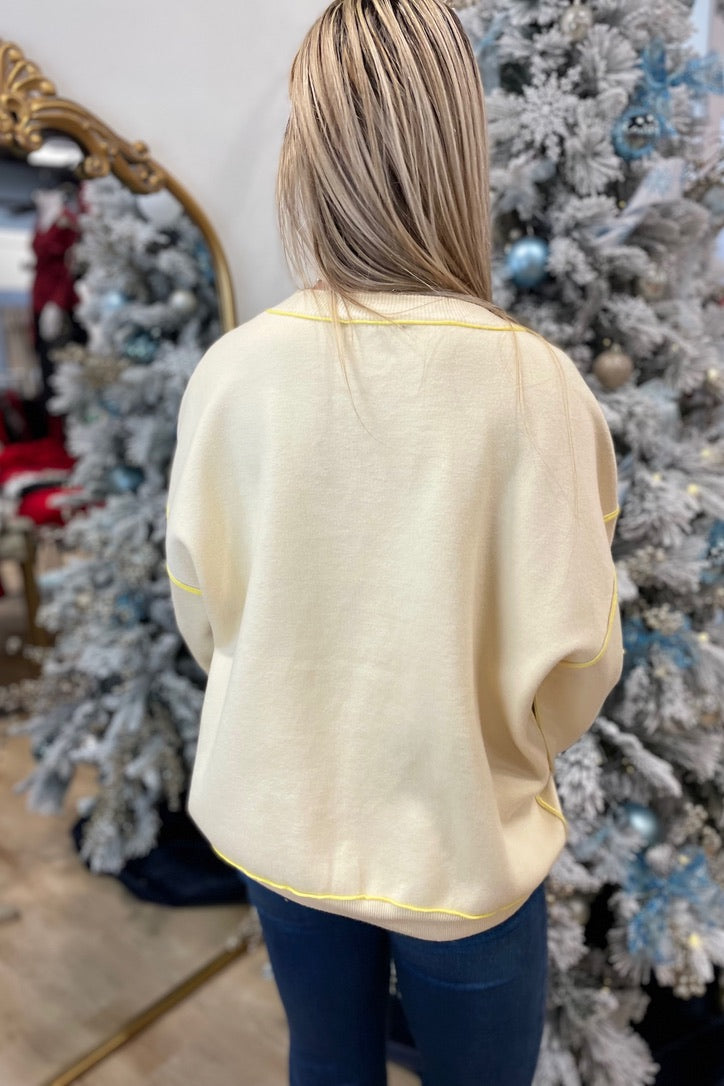 Weekend Wonder Contrast Seam Pullover Yellow