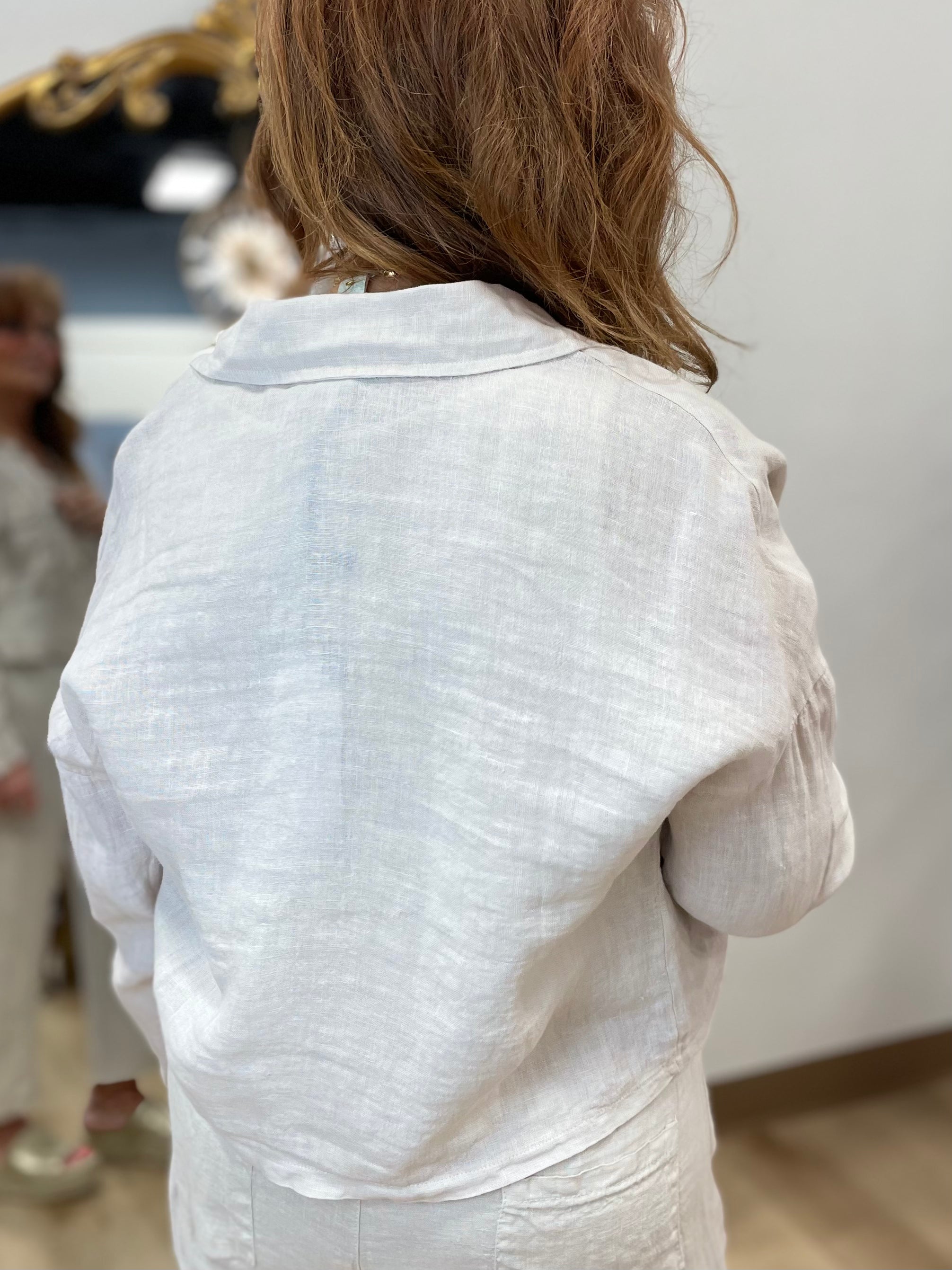Tempo Paris Crop Linen Jacket Beige