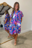 Umgee Power Paisley Print Dress Blue
