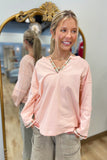 Just a Trim 3/4 Sleeve Top Peach