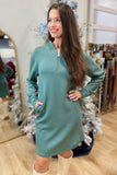 Softies Dream Tech 1/4 Zip Tunic Lounger Dusty Green