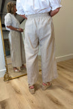 Umgee Striped Linen Blend Pant Beige