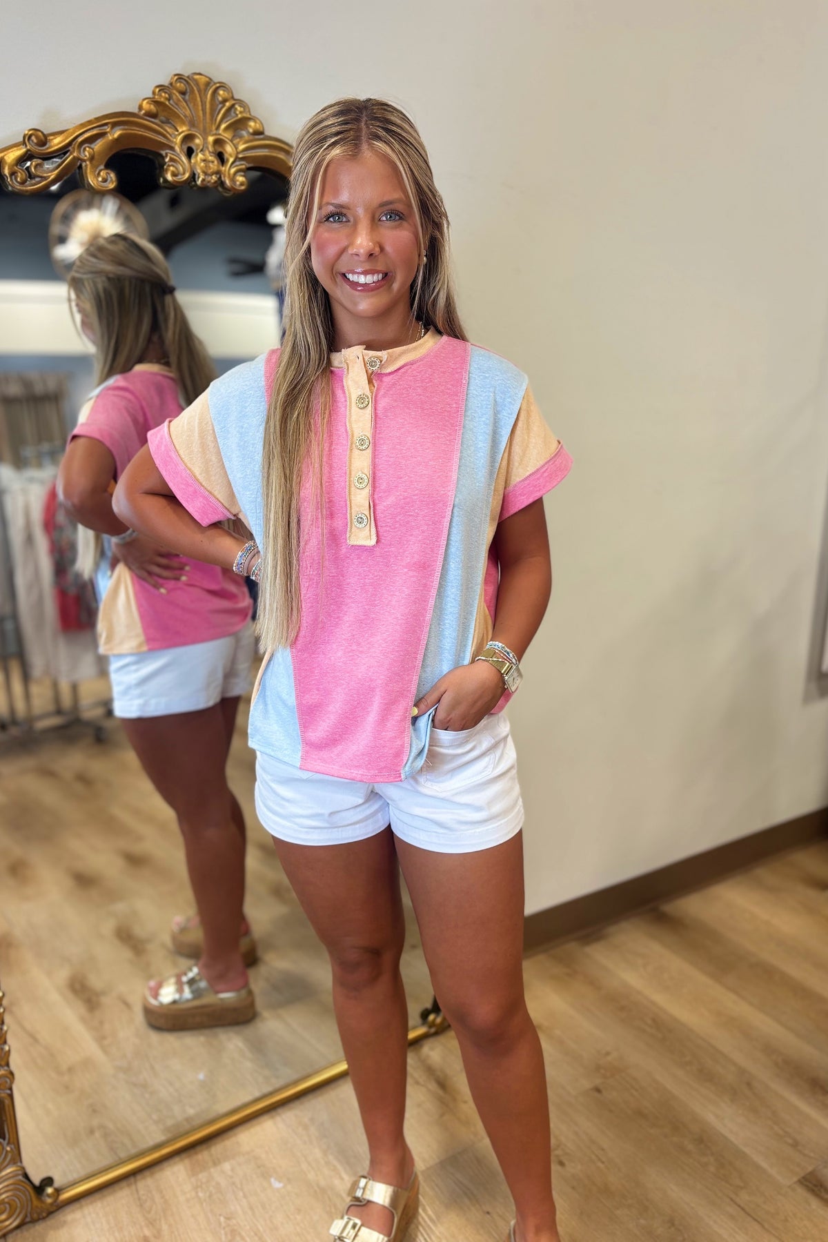 Easy Breeze Top Peach/Pink/Blue