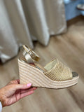 Attire Espadrille Wedge Gold Raffia
