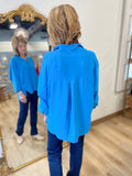 Renuar Big Button Blouse Azure