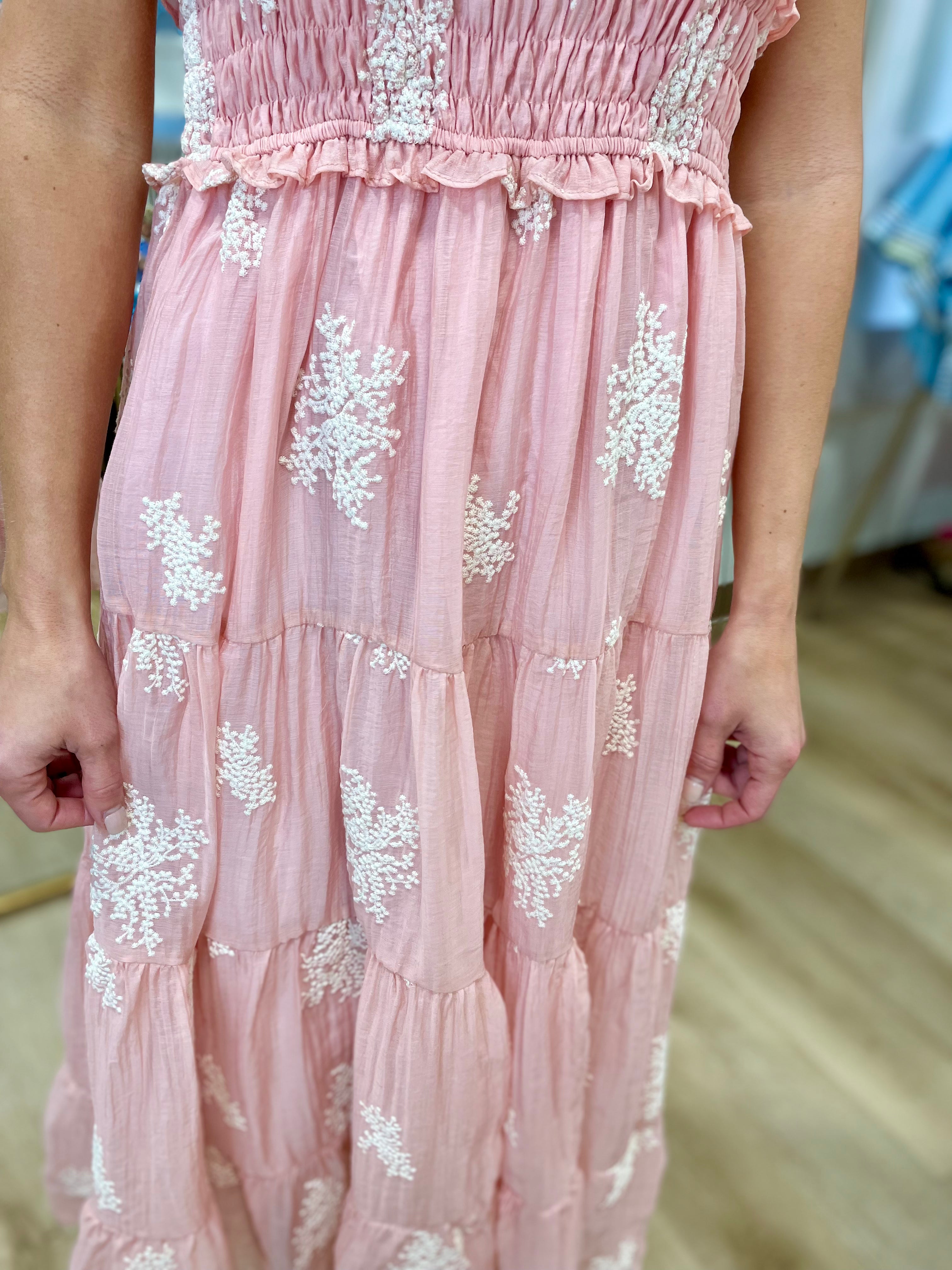 Sweet & Dreamy Embroidered Maxi Dress Blush