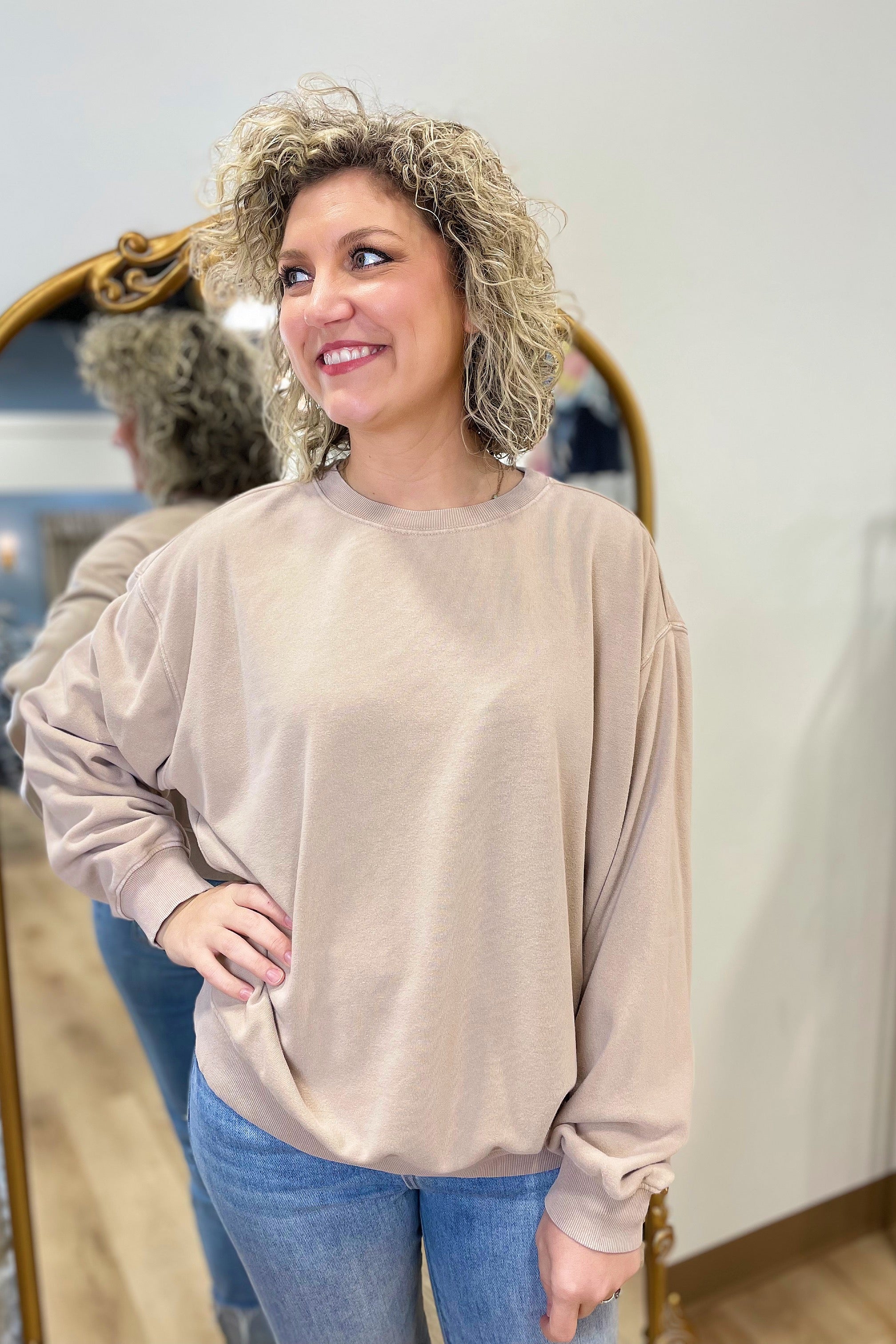 Keep Me Cozy Sweatshirt Dark Taupe