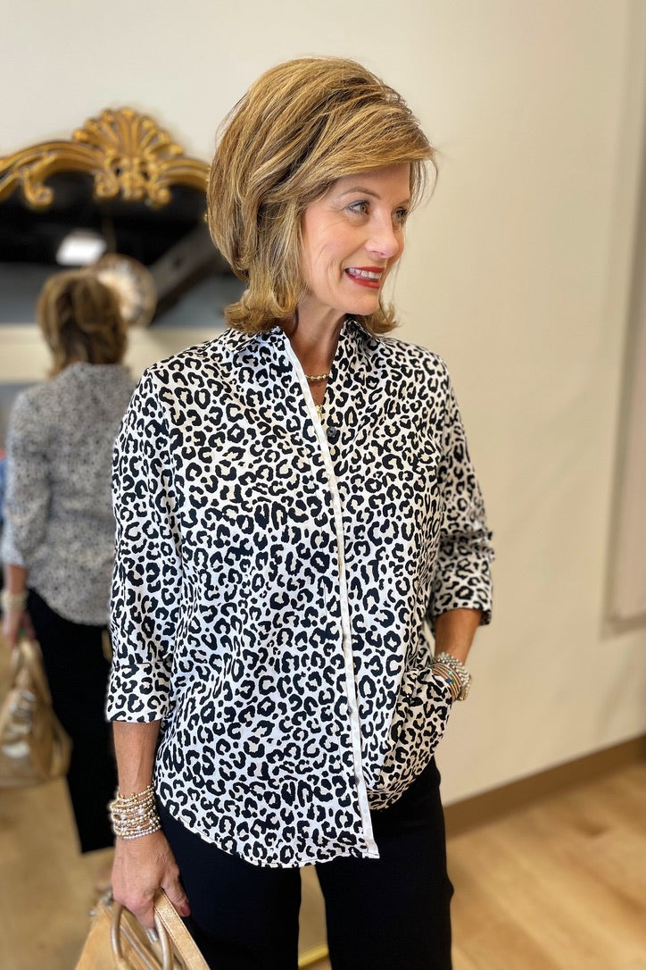 Foxcroft Missy 3/4 Sleeve Blouse Animal