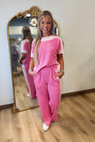 Repeat Ribbed Pant Set Pink