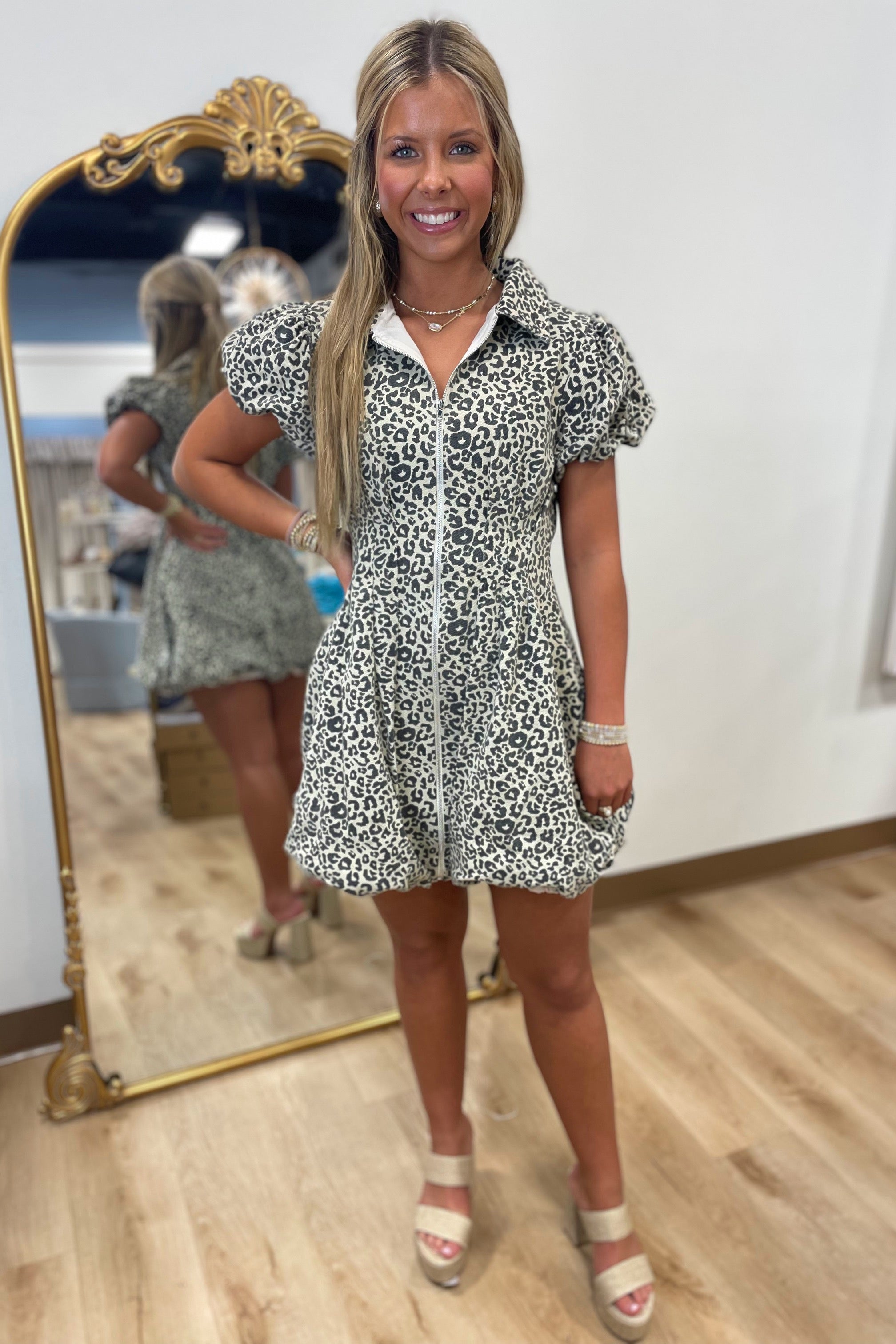 Alexandria Fit & Flare Dress Leopard
